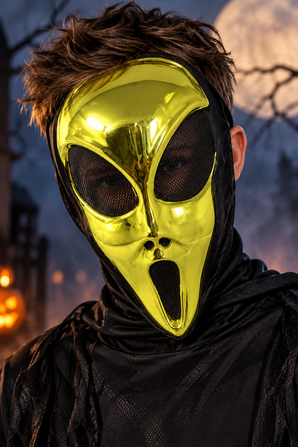 Metallic Space Alien Mask