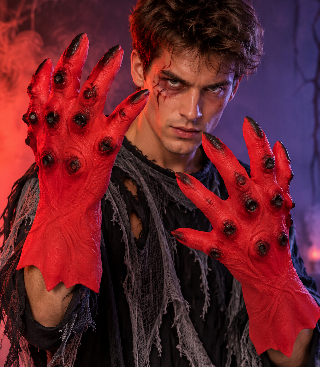 Vintage 80s Red Devil Monster Gloves