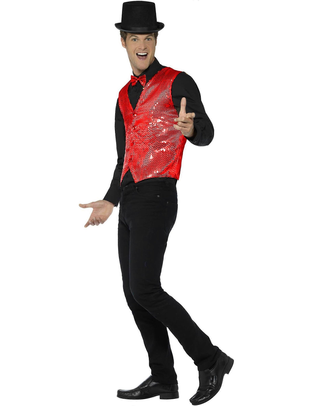 Smiffys Adult Unisex Red Sequin Vest Costume