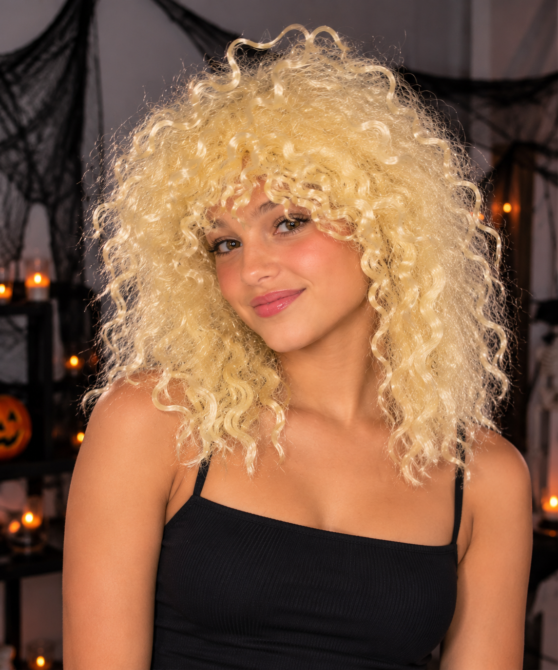 80s Blonde Rock Star Curly Wig