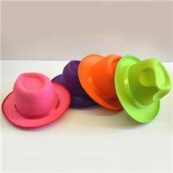 Neon Day Glo Felt Fedora Hat