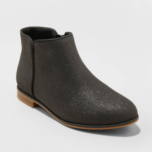 Girls Cat & Jack Black Glitter Ankle Booties
