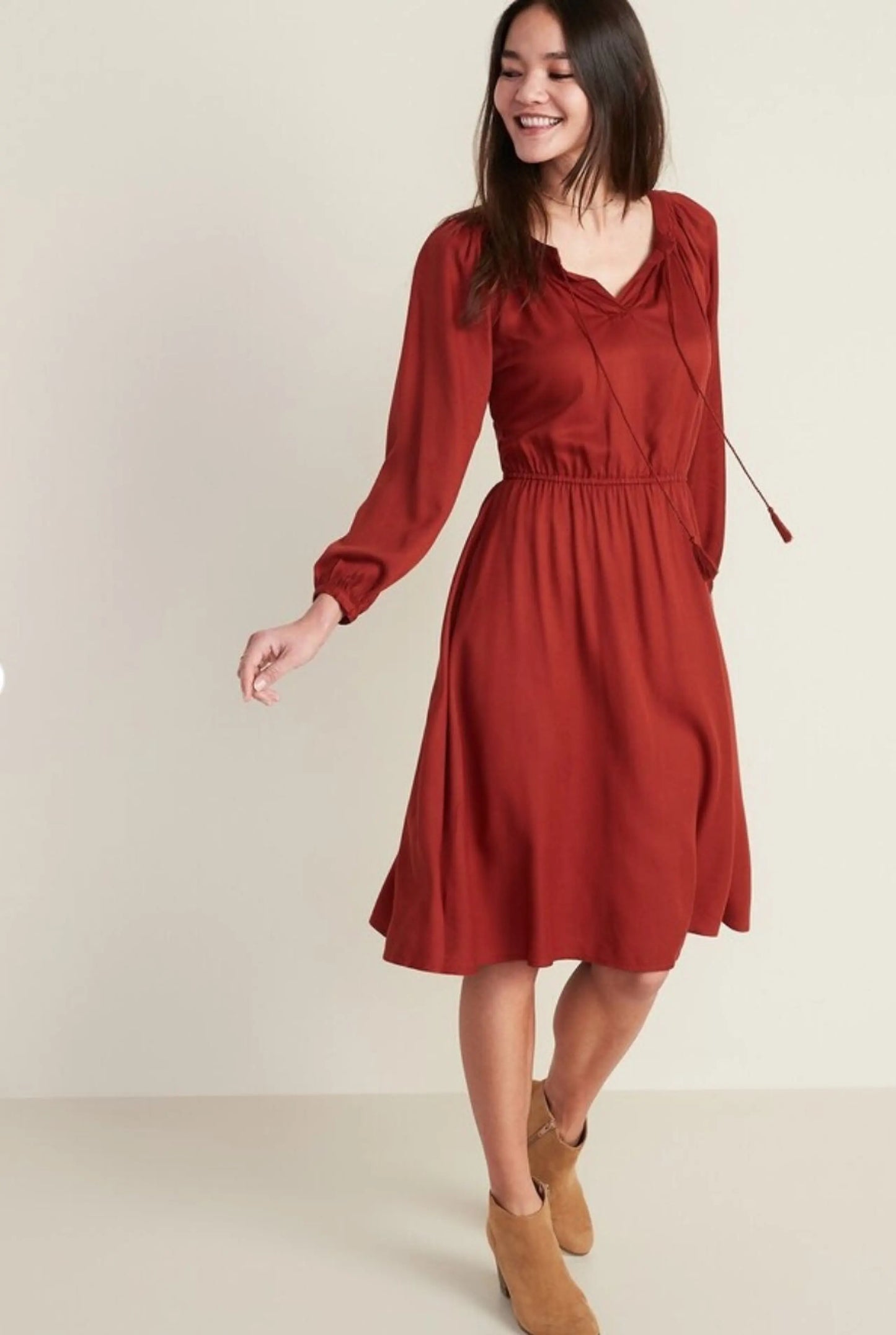 Old Navy Tassel-Tie Boho Midi Dress