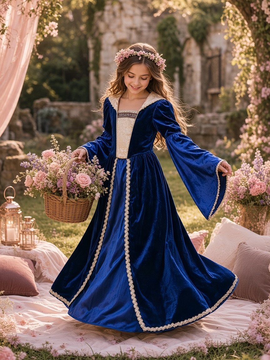 Blue Renaissance Medieval Dress Costume