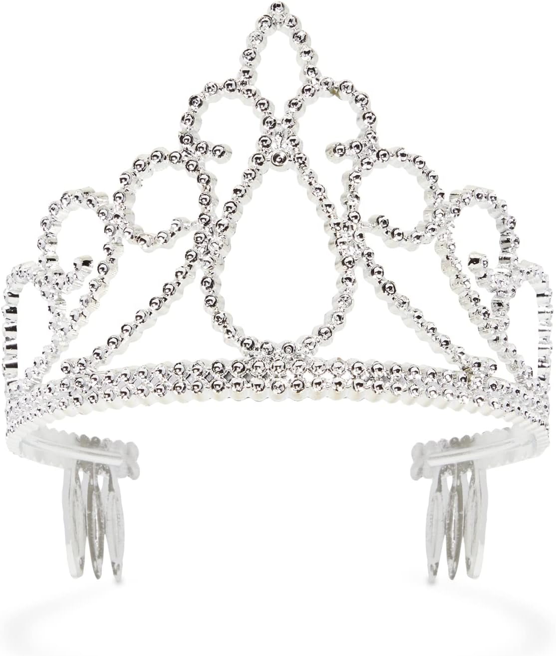 Blue Panda Girls' Princess Silver Plastic Tiaras 12 Pack
