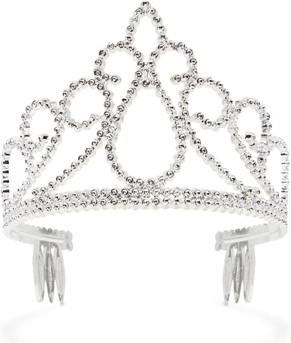Blue Panda Girls' Princess Silver Plastic Tiaras 12 Pack