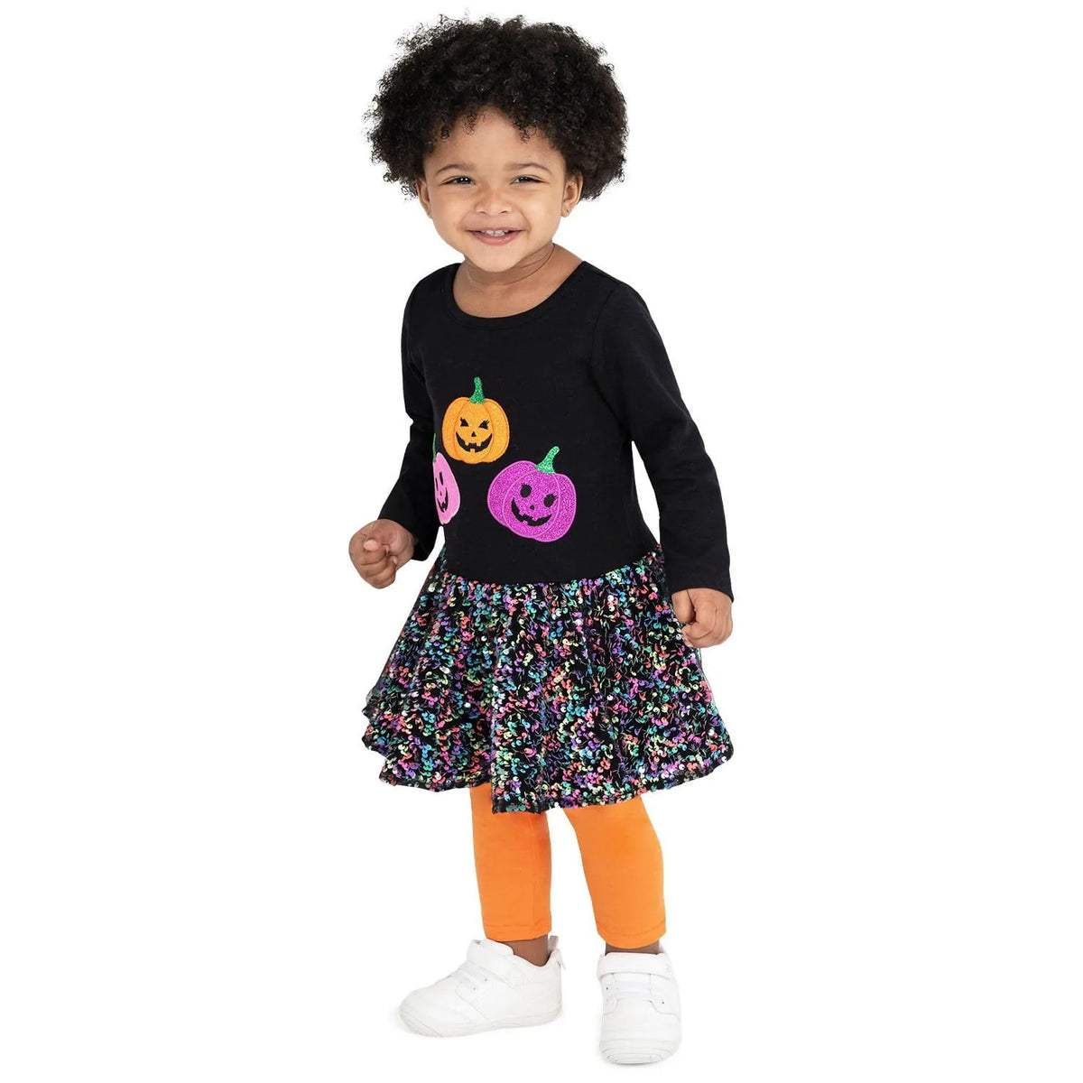 Girls' 2-Piece Halloween Tutu Dress and Leggings Set
