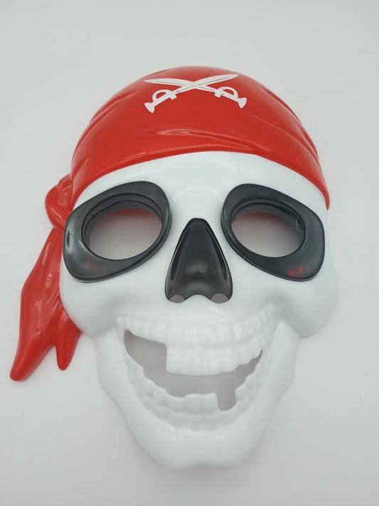 Halloween Flashing Light-Up Skull Mask with Bandana Red One Size