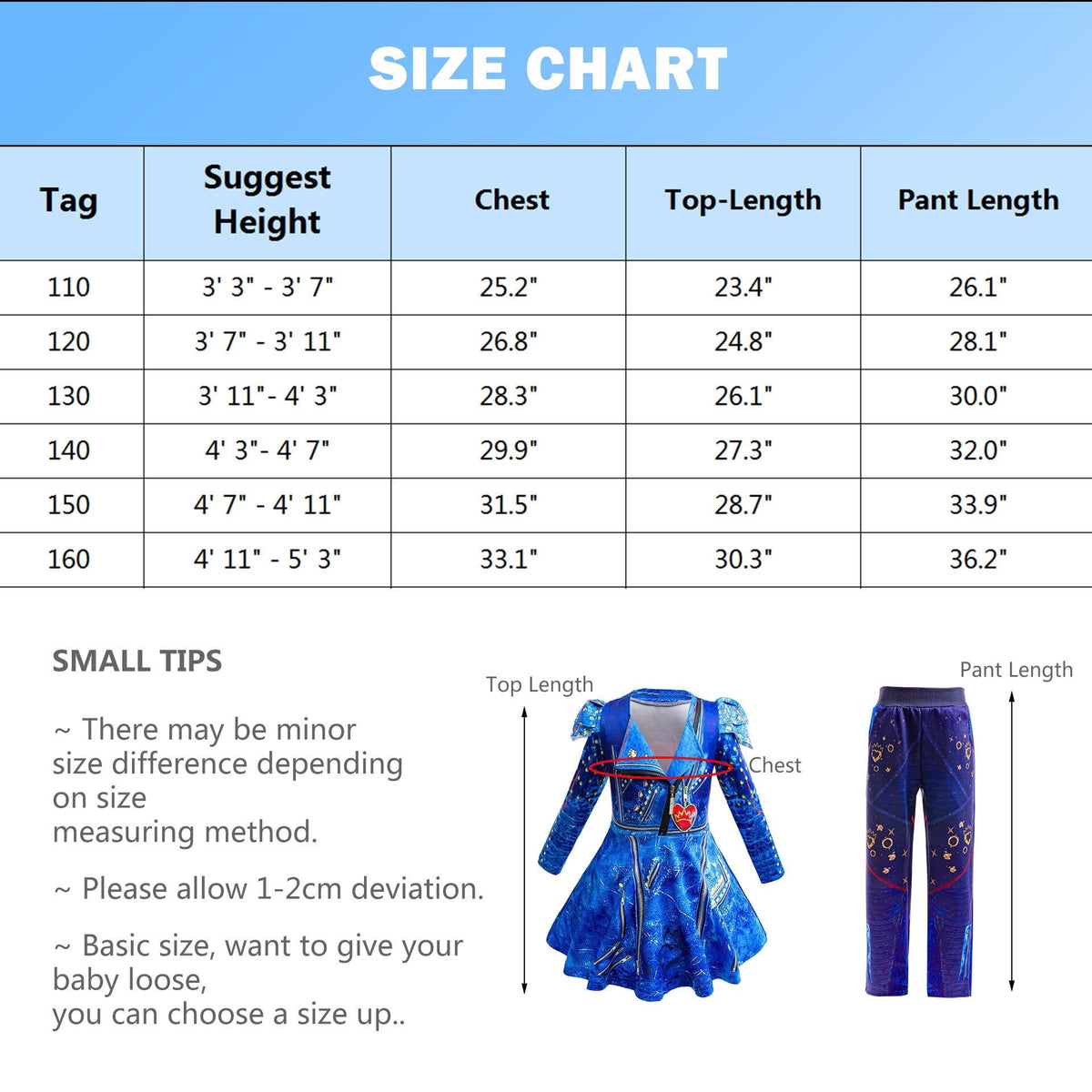 Rongking Girls' Blue Cosplay Dress Halloween Fancy Costume Set