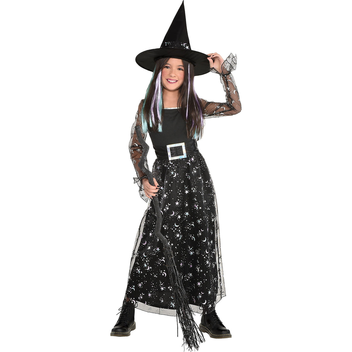 Amscan Starry Witch Costume Dress Set Medium 8-10 2 Pcs.