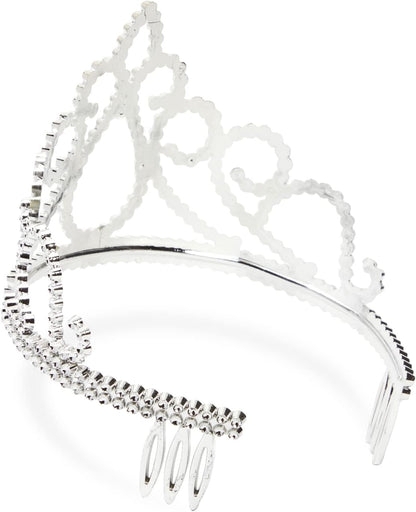 Blue Panda Girls' Princess Silver Plastic Tiaras 12 Pack