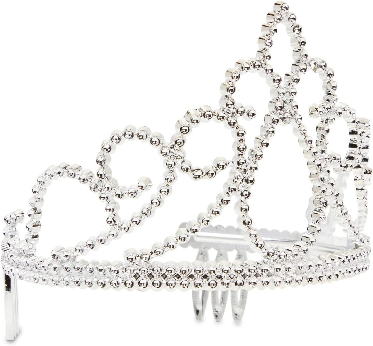 Blue Panda Girls' Princess Silver Plastic Tiaras 12 Pack