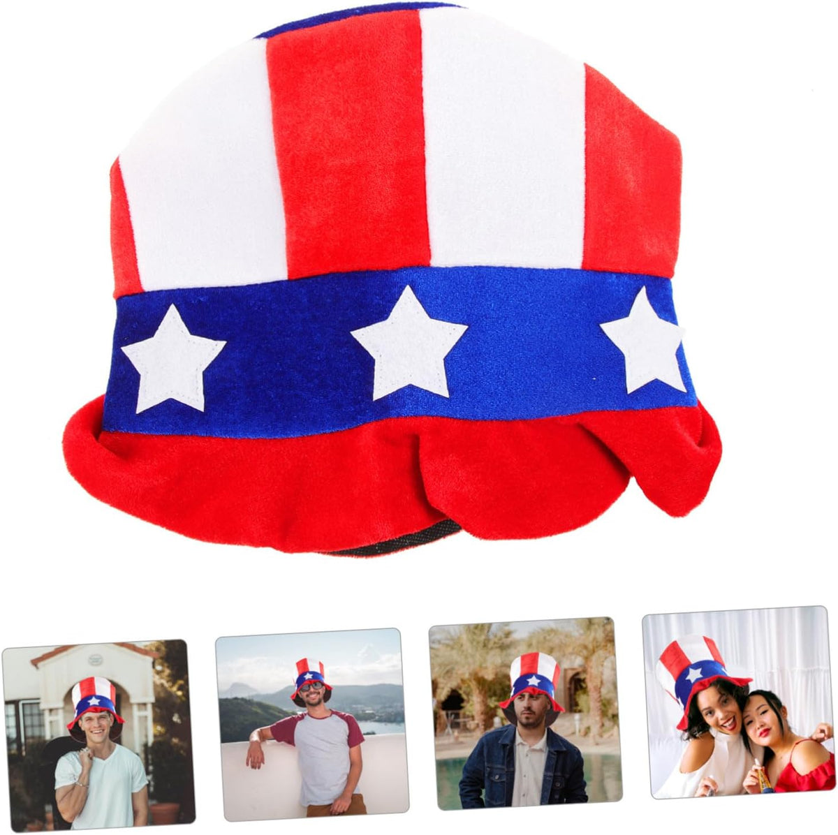 Holibanna Adult Unisex American Flag Patriotic Top Hat