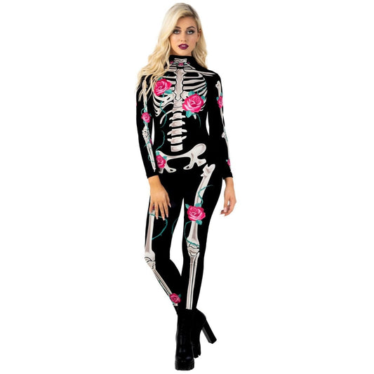 MorphCostumes Women's Floral Skeleton Bodysuit Costume MCWBSFN