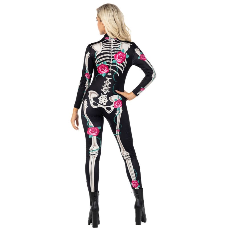 MorphCostumes Women's Floral Skeleton Bodysuit Costume MCWBSFN